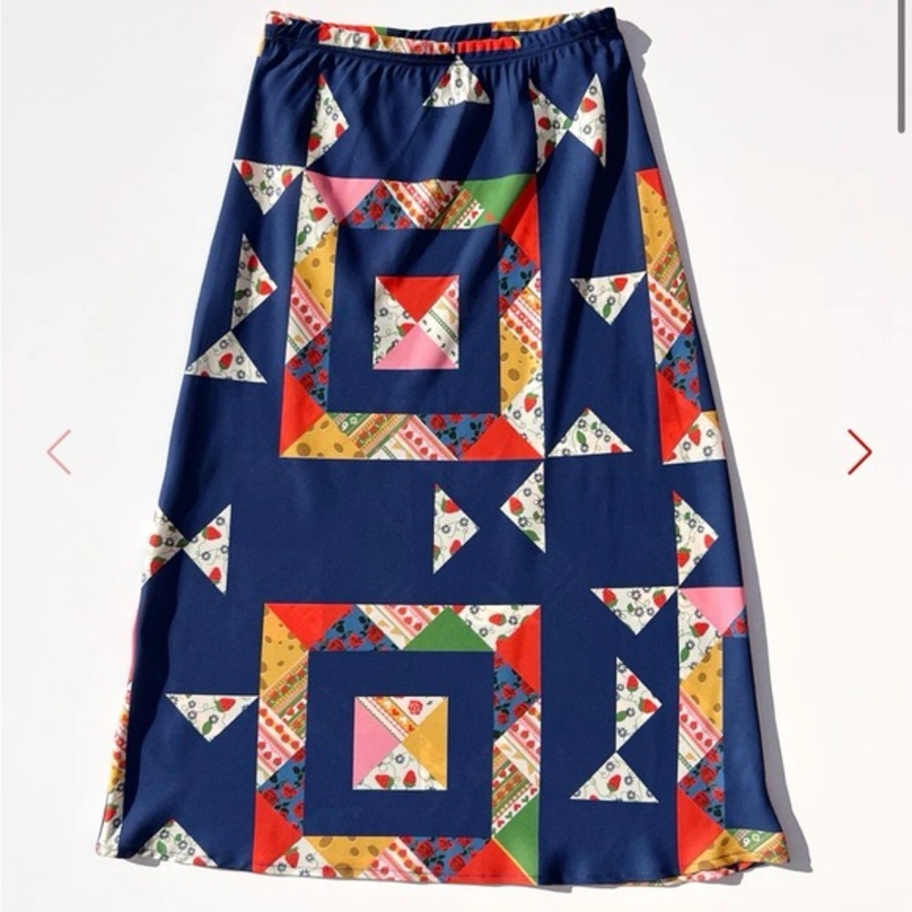 NWOT Lisa Says Gah Blue Midi Skirt in Alpine Quilt XL